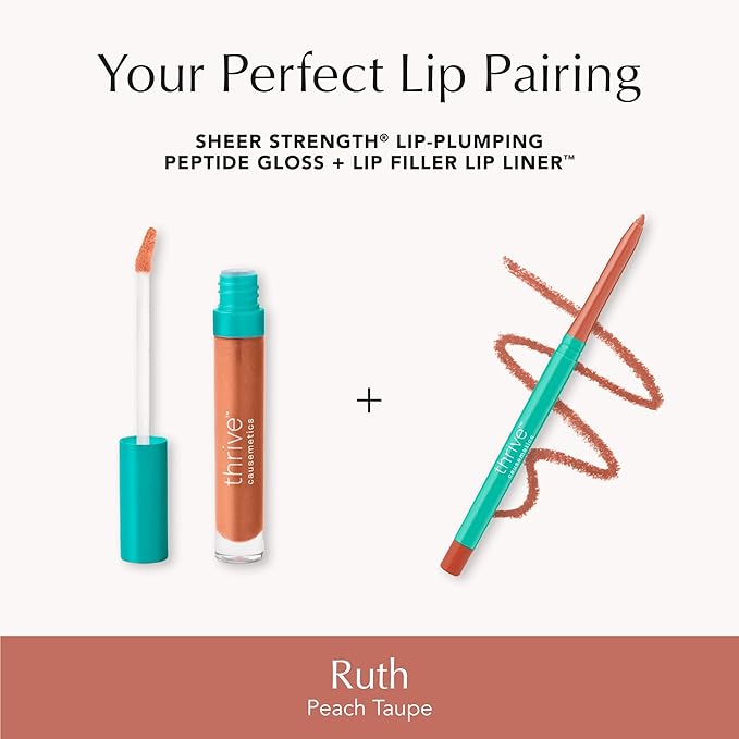 Thrive Causemetics Lip Filler Long-Wearing + Plumping Lip Liner Shea Butter Hydrating Lip Plumper Retractable Lip Liner Pencil Built In Sharpener Vegan &amp Cruelty Free Ruth (Peach Taupe)