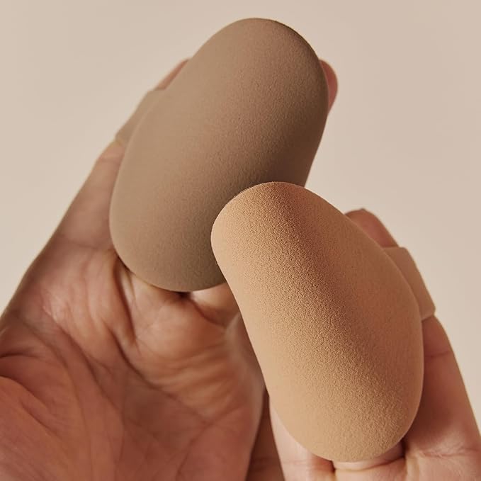 THE TOOL LAB All Day Fitting Duo (Glow type) - Premium Base Makeup Set for Liquid Cream Powder Foundation Buffing Blending Face Brush Sponge Portable Case - 1.1 Flat Top Brush