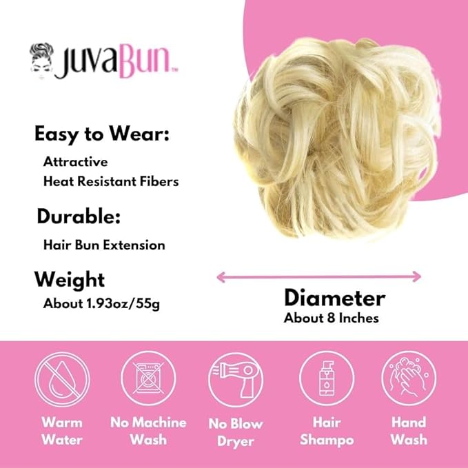 Juvabun Messy Bun Pure Blonde Hair Piece Human Hair Blonde ? Natural Soft Updo Look Secure &amp Lightweight Hair Bun Extensions For Women messy bun hair piece