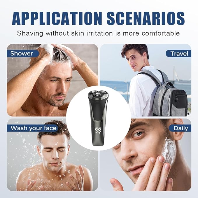Snapbuy Electric Razor for Men 2025 New Electric Razor 4D Rotary Ipx7 Waterproof Electrics Razors Wet &amp Dry Rechargeable Electrics Shaver LCD Display (2)