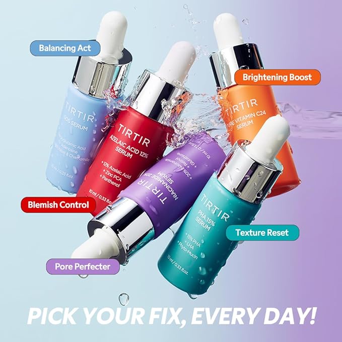 TIRTIR 5 drafts Power Serums Kit ? Korean Skin Care Set with Vitamin C Niacinamide Azelaic &amp Hyaluronic Acid Hydrating Serum Radiance Boost Nourishment Travel Essentials Skincare Gift