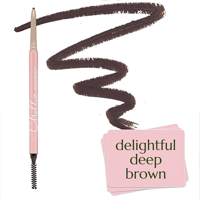 Chella Eyebrow Pencil ? Easy-to-Use Brow Definer for Shaping Filling &amp Blending ? Long-Wear Deep Brown Eyebrow Pencils for Women with Precise Tip (Deep Brown)