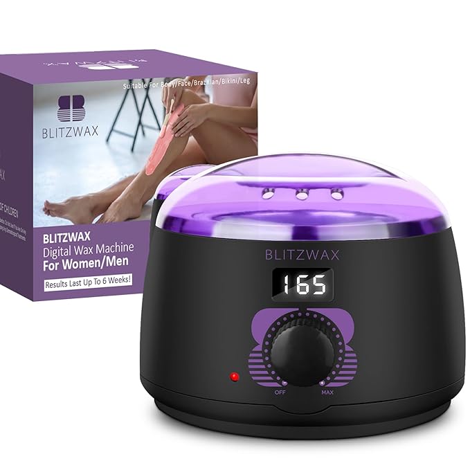 BLITZWAX Brazilian and Bikini Wax Pot for Women Hard Waxing Warmer for Face Legs and Body At Home Hair Removal Machine Beginner Friendly Digital Fast Heating 16oz Capacity