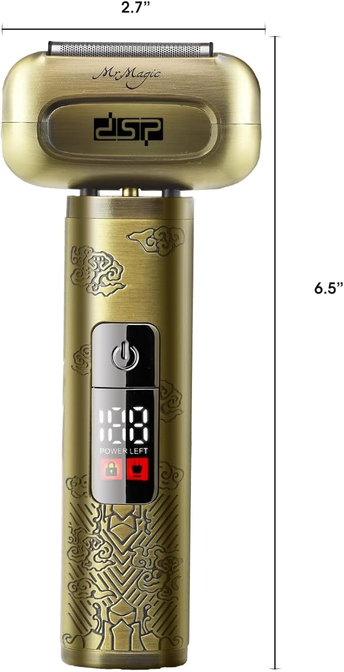 DSP Electric Shavers for Men IPX6 Waterproof Type-C Rechargeable Shaver 4-Blade Cutting System Electric Foil Shaver Travel Lock (Bronze)