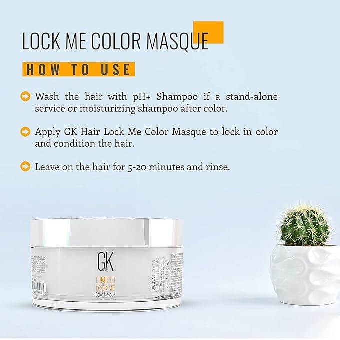 GK HAIR Hair Masque (7.05 Fl Oz/200g) Global Keratin Lock Me Deep Conditioner Mask for Color Protection Against Dull Damaged &amp Weak Hair All Hair Types