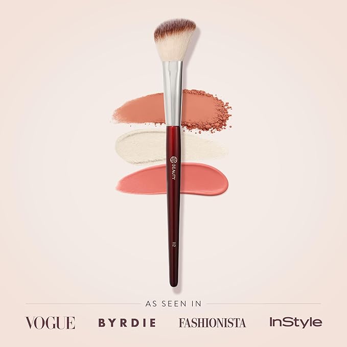 BK BEAUTY 112 SMALL ANGLED FACE BRUSH ? Precise Angled Blush Brush for Soft Natural Blend Ideal for Blush on Smaller Faces &amp Highlighting