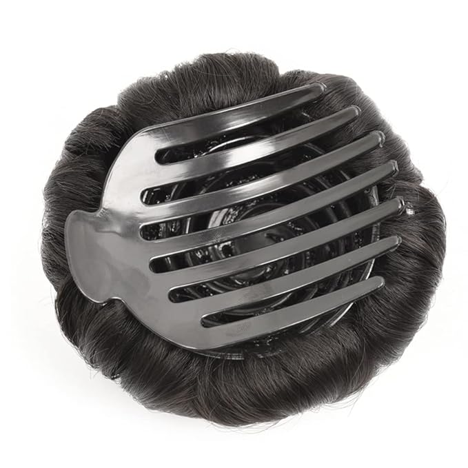 Hair Chignon Synthetic Bun Floral Style Ponytail Extension Hair Clips Braided Bun Claw Clip Donut Bun Wig Women Hair Accessories Hair Pieces For Women(B)