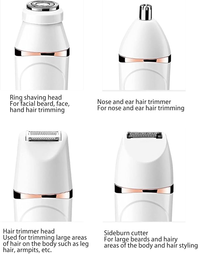 Pyhodi Essential Women Wet Dry Electric Shaver for Legs 3W Cordless Hair Removal Device Hair Trimmer 7 in 1 USB Whole Body Washable White Rechargeable Cordless Hair Clipper 300mAh