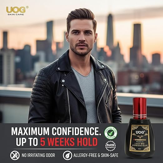 UOG (United One) Toupee Adhesive Glue?Strong Hold Invisible Bond Waterproof &amp Humidity-Resistant | Non-ToxicOil-Resistant Glue for Lace Wigs Poly &amp PU Base Systems. (3 Packs 3.9 oz)