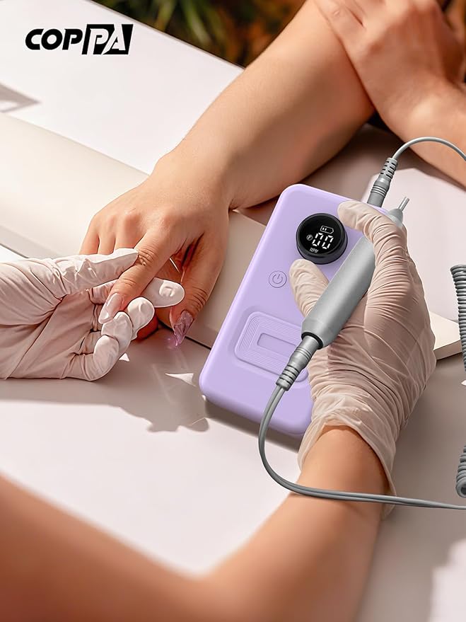 COPPA Portable Nail Drill NDK106 Electric Nail Drill Professional Kit with 12 Bits 31 Sanding Bands 45000RPM Rechargeable Nail Drills Machine for Acrylic Nails Gel Polishing Removing Home &amp Sal