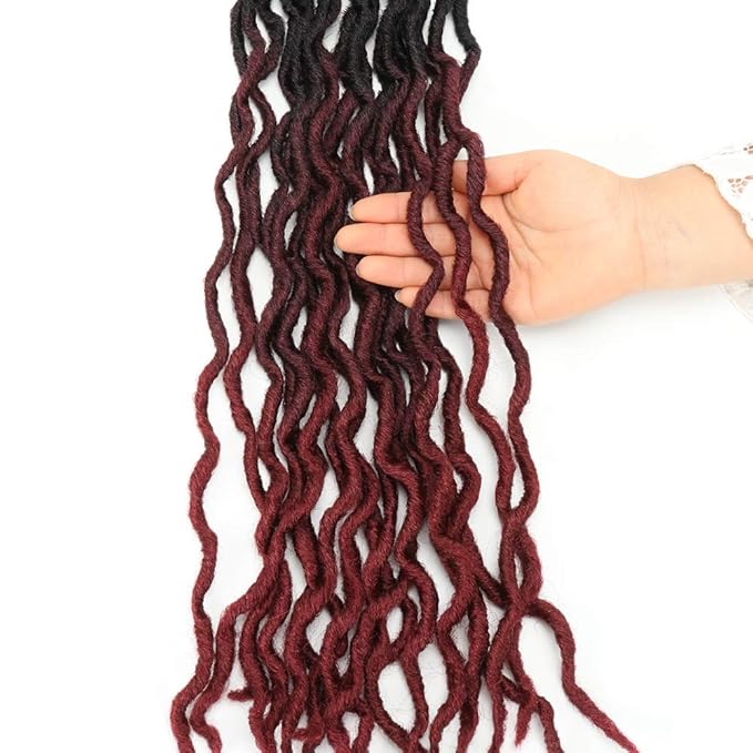 Eliza 24 Inch Wavy Gypsy Locs Ombre Crochet Hair 7 Packs Goddess Locs Faux Locs Crochet hair African Roots Dreadlocs Synthetic Braiding Hair Extensions for Black Women(247PacksOM3T99J530)