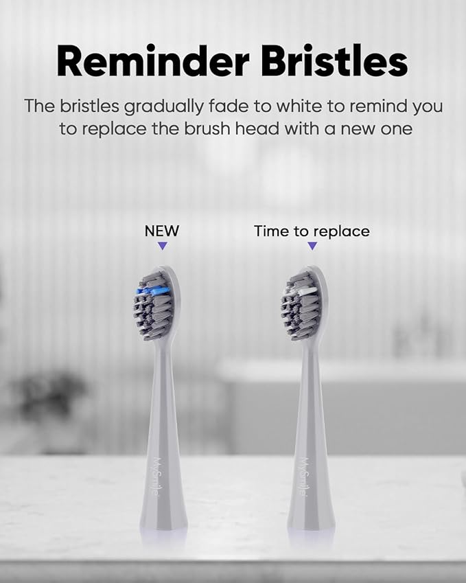 MySmile DY156 Electric Toothbrush for Adults Rechargeable Sonic Battery Toothbrush Portable with 3 Brush Heads 2 Mins 5 Modes Smart Timer 45000VPM One Charge for 60 Days ? Gray