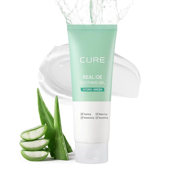 CURE Aloe Vera Gel with 90.52% Leaf Juice Soothing &amp Hydrating Korean Skin Care for Sun-Exposed or Dry Skin 5.07 fl oz Refreshing Gel Moisturizer for Face &amp Body