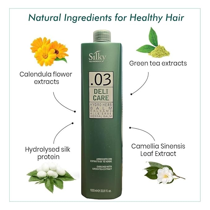 .03 Hydrating Hair Balm with Green Tea Extract - Daily Herbal Hair Treatment for Instant Hydration &amp Manageable Hair - Hair Mask 1000 ml