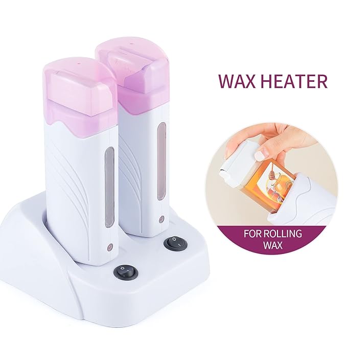 110V Roll On Wax Warmer for Hair Removal Double Wax Roller Heater Home Waxing Kit for Women and Men