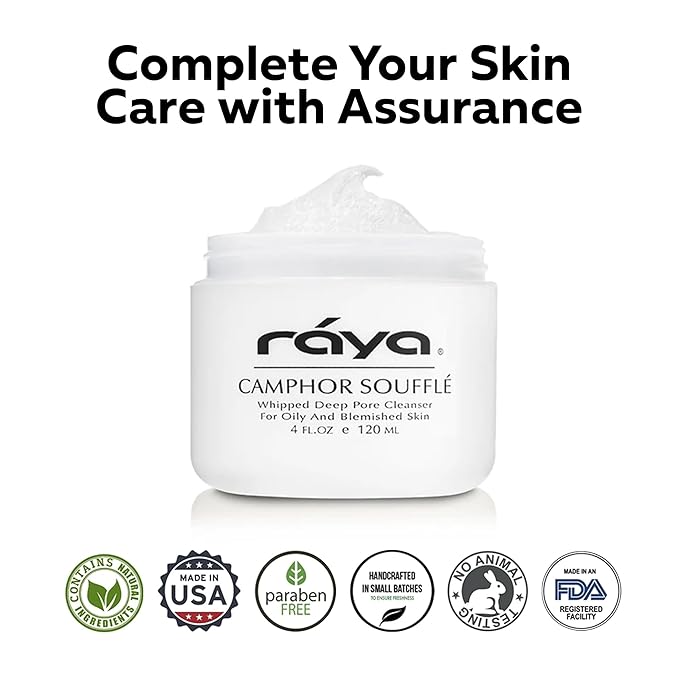 Raya Camphor Souffl? Facial Cleanser (101) - pH-Balanced Blemish Facial Wash for Oily &amp Break-Out Skin Blackheads &amp Whiteheads Clarify Pores Refreshing Camphor Formula Smooth Complexion -