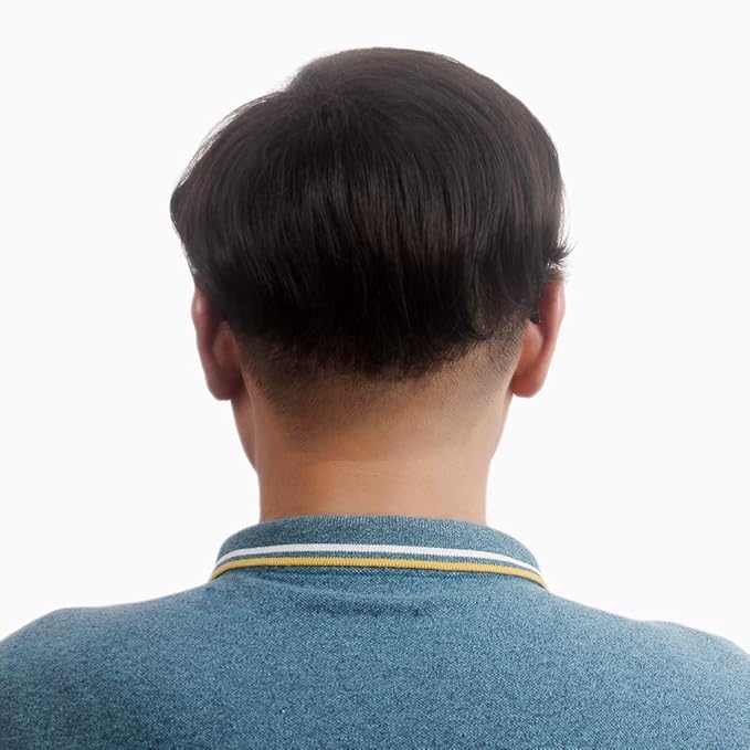 H&ampBwig toupee for menMen Short Toppers Hairpiece with toupee tapeClips in Hair Extensions for Covering White Loss Hair Glueless (Dark Brown)