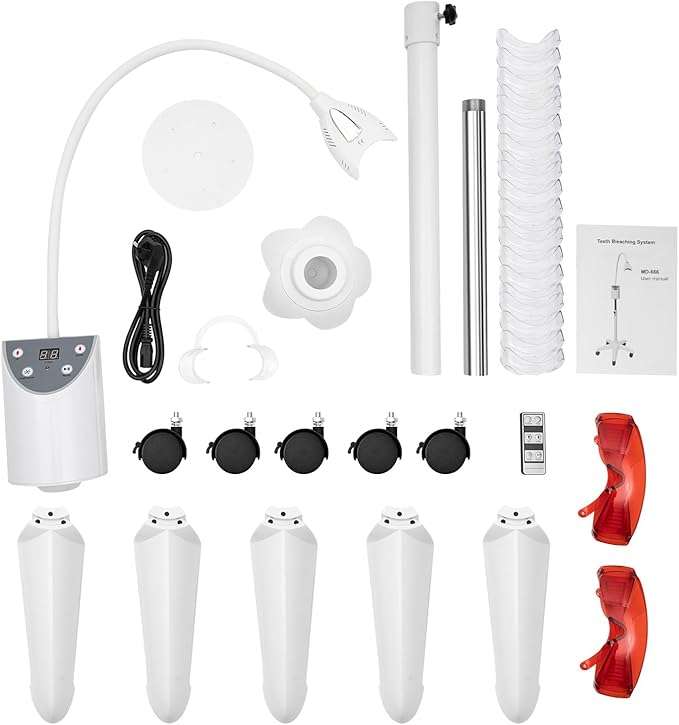 Zoom Teeth Whitening Lamp Professional Machine Light with 4 LED Bulbs &amp Remote Control Dental Adjustable up to 19.68in Timer 5-30 Mins for Home and Clinic Use