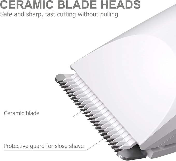 OLOV Electric Body Hair Trimmer - Groin Trimmer for Men - Bikini Trimmer Women - Wet/Dry Shaver Groomer Replaceable Ceramic Blade Heads USB Recharge Dock Waterproof Hygiene Razor White