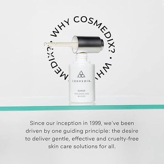 COSMEDIX Surge Hyaluronic Acid Booster for Face - Ultra Hydrating Face Serum with Vitamin C &amp Niacinamide Softens Brightens &amp Moisturizes Skin - Facial Skin Care Product for Fine Lines &amp