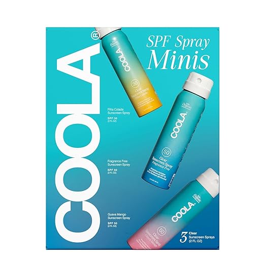 COOLA Organic Sunscreen SPF 50 &amp 30 Sunblock Spray Kit Dermatologist Tested Skin Care for Daily Protection Vegan and Gluten FreeTravel Size 2 Fl Oz 3 Pack