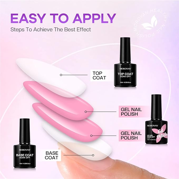 Morovan Gel Nail Polish Kit with UV Light: 36 Colors Gel Nail Polish Set with Pure Gillter Gel Polish Soak Off Gel Nail Kit Contain Base &amp Top Coat Nail Polish Starter Kit