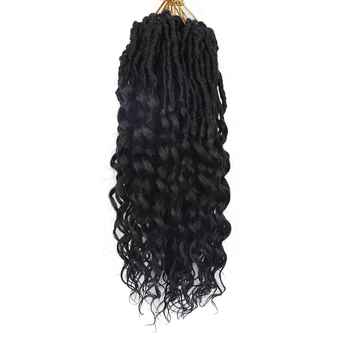 Faux Locs Crochet Hair for Black Women Goddess Locs Crochet Hair Pre Looped 14 Inch 8 Packs Soft Locs Crochet Braids With Curly Ends Deep Wave Hair Extensions(14 Inch 2#)