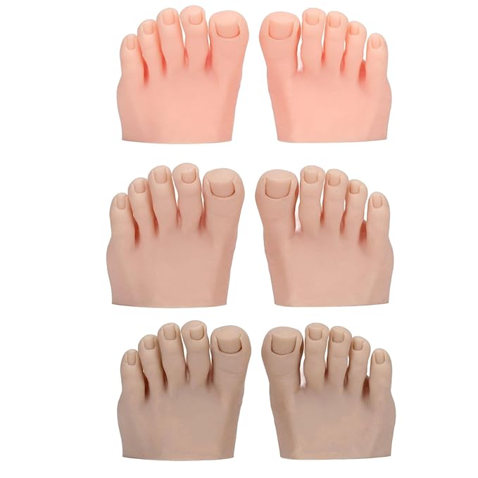 1 Pair Practice Fake Foot Flexible Movable Soft Silicone Fake Foot Prosthetic Manicure Tool For Nails Training Display Silicone Prosthetic