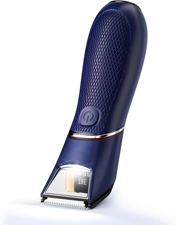 Body Hair Trimmer for Men: Pubic Hair Trimmer with Mirror &amp LED Light - Electric Ball Shavers with Ceramic Blades &amp Travel Lock - Body Groomer IPX7 Waterproof Wet/Dry Use for Groin/Legs/Chest