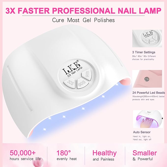 LKEE Gel Nail Polish Kit with U V Light 108W 65 Pcs Gel Nail Polish Set All Season Gels Nail Kit Essential Manicure Tools for DIY Nails Art Gifts for Women (D3-36SET-SKU3-012001)