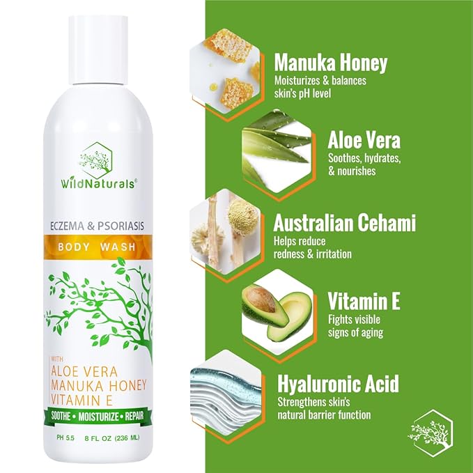 Moisturizing Eczema Body Wash ? Gentle Psoriasis Body Wash for Itchy Dry Skin Relief ? Eczema Soap for Redness and Flareups ? Hydrating Cleanser for Women and Men