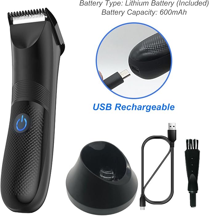 Jectse Men Body Hair Clipper Incisive Blade USB Rechargeable Electric Hair Shaver for Groin Armpit Chest