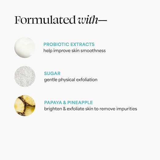TULA Skin Care So Polished Exfoliating Sugar Scrub - Face Scrub Gently Exfoliates with Sugar Papaya and Probiotic Extracts for a Softer and Radiant-Looking Complexion 2.9 oz.