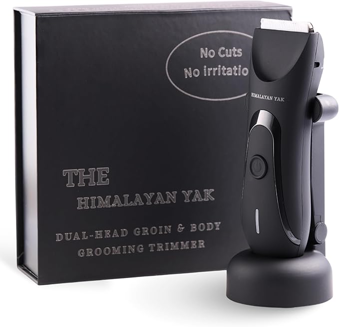 Dual-Head Electric Body Hair Trimmer for Men &amp Women Waterproof Groin &amp Bikini Shaver Wet/Dry Groomer with Replaceable Ceramic BladesUSB Recharge Dock Hygiene Razor for Full-Body Use