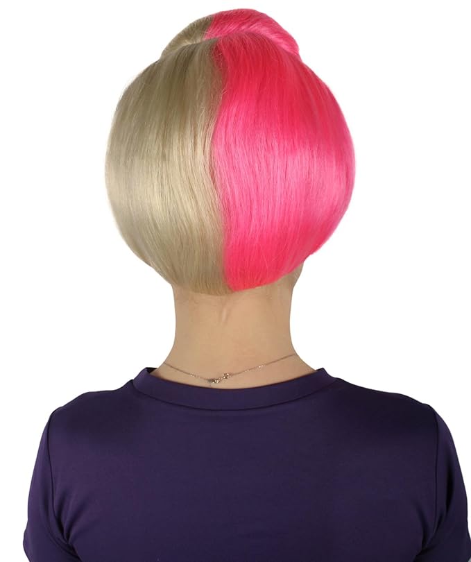 Women's Premium Bun Wig - Adjustable Capless Hair extensions with Realistic Synthetic Fibers - Multi-Color Elegant Bun Hairpiece for Halloween Cosplay and Everyday Wear Blonde &amp Pink