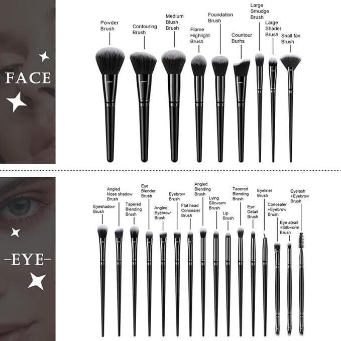 Black Makeup Brushes Set Professional 70Pcs with Case Premium Synthetic for Foundation Concealer Blush Eyeshadow Powder Contour Makeup Brush Kit Face Eye Make up Brushes &amp Tools