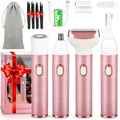 Electric Lady Shaver 4-in-1 Shaving Kit for Women Bikini Trimmer Facial Hair Remover Eyebrow Trimmer Nose Hair Trimmer Rechargeable Wet &amp Dry Use Easy Cleansing (Rosegold)