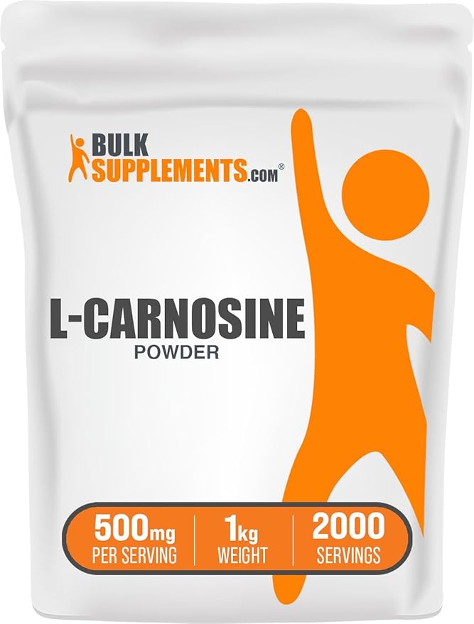 BulkSupplements.com L-Carnosine Powder - Carnosine Supplement Carnosine 500mg - Amino Acid Supplement Gluten Free 500mg per Serving 1kg (2.2 lbs) (Pack of 1)