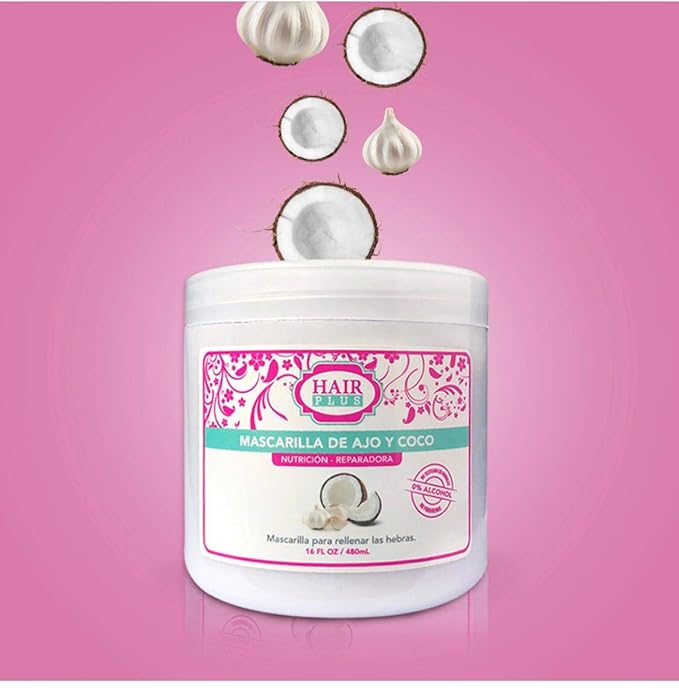 HAIR PLUS MASCARILLA DE AJO Y COCO (16 OZ)