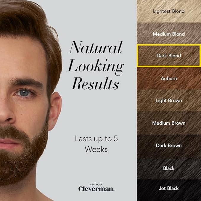 Cleverman Hair &amp Beard Dye Kit for Men All-in-One Reusable Mens Hair Color Natural Gray Coverage Ammonia-Free Beard Mustache Dye for Men (Dark Blonde)