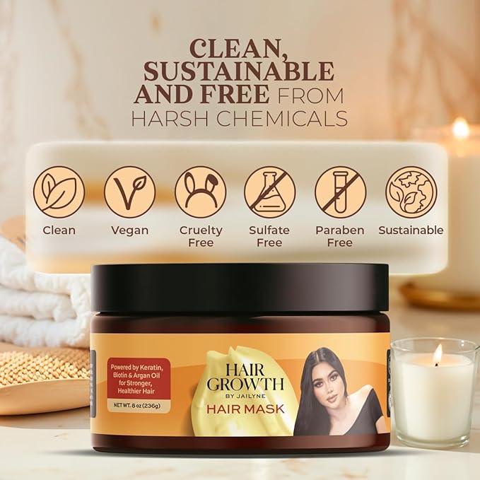 Hair Growth Repair Mask by Jailyne Ojeda ? Protein-Enriched Deep Conditioning Treatment ? Strengthens Restores &amp Nourishes Damaged Hair ? Sulfate-Free &amp Paraben-Free ? Made in USA
