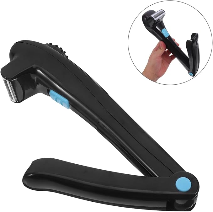 Electric Back Shaver for Men Rechargeable Long Handle Razor for Back Hair Removal Professional Grooming Tool in Black Color