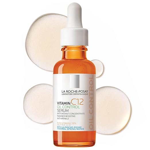 La Roche-Posay Pure 12% Vitamin C Serum For Face With Hyaluronic Acid &amp Salicylic Acid Hydrating Face Serum Boost Radiance &amp Reduce Wrinkles 2 Formulas for Normal or Oily Skin Control