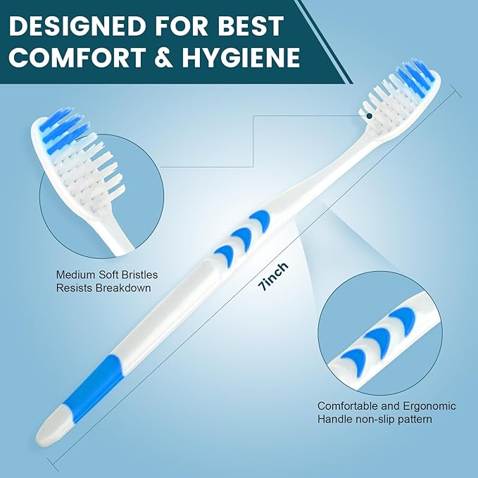 Navona 300 PCS Premium Individually Wrapped Bulk Toothbrush Pack Disposable Toothbrushes Kids Toothbrush Medium Soft Bristle Toothbrushes Ergonomics Handle Perfect for Travel Hotel Donation
