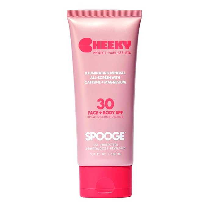Cheeky Mineral All-Screen - SPF 30 Shimmer Body Sunscreen with Caffeine - Dermatologist Developed &amp Reef Safe Skincare with Glowy Finish for Beach &amp Festivals (3.4oz)