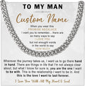 To My Man Necklace Custom Cuban Chain Necklace Gift For Husband Valentine Gift For Men Anniversary Birthday Gift For Him Husband Necklace From Wife Boyfriend Jewelry From Girlfriend
