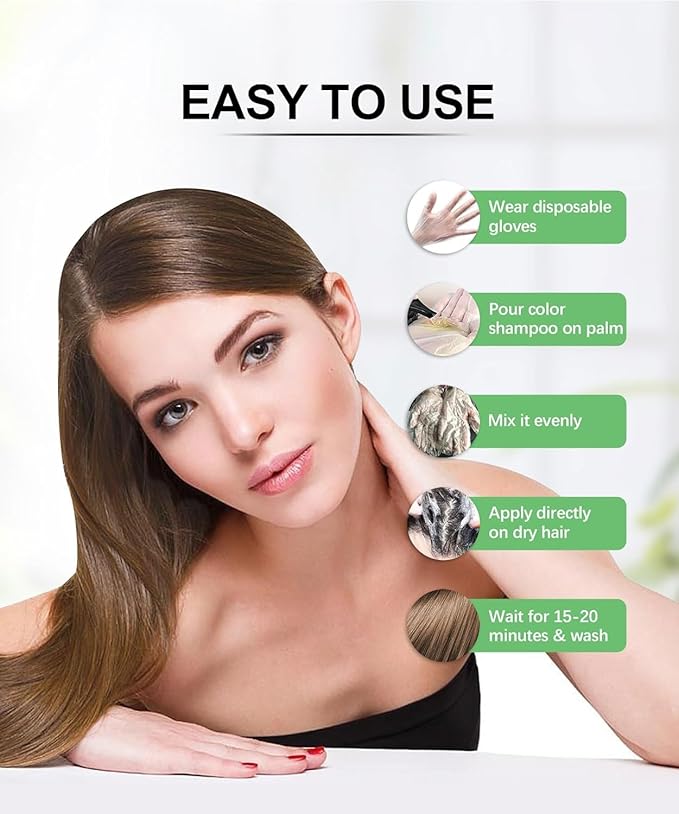 Herbishh Light Brown 3 in 1 Hair Dye Shampoo 400 ML PPD Free + Hair Color Stain Protector ? Dye Shield or Defender for Skin