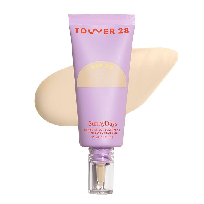 Tower 28 Beauty SunnyDays SPF 30 Tinted Mineral Sunscreen For Sensitive Skin - 2-in-1 Facial Broad Spectrum UVA/UVB Protection + Foundation - Shade 10 LARCHMONT - Light with Yellow Undertones 1 Fl Oz
