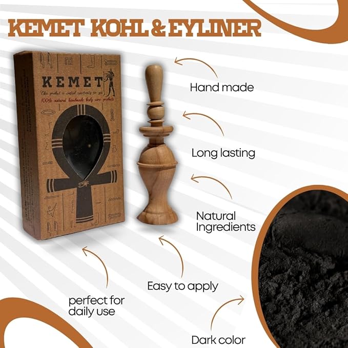 Kemet 100% Natural Egyptian Eyeliner in Powder Form Handmade Eyeliner with Pharaoh packing.