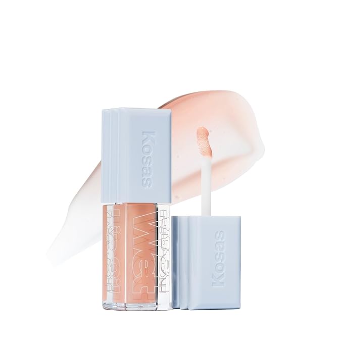 Kosas Wet Lip Oil Gloss - Hydrating Lip Plumping Treatment with Hyaluronic Acid &amp Peptides Non-Sticky Finish (Jellyfish)